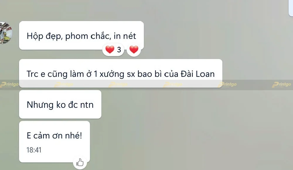 Phản hồi của thương hiệu Trương Gia Quán về sản phẩm, dịch vụ của Printgo