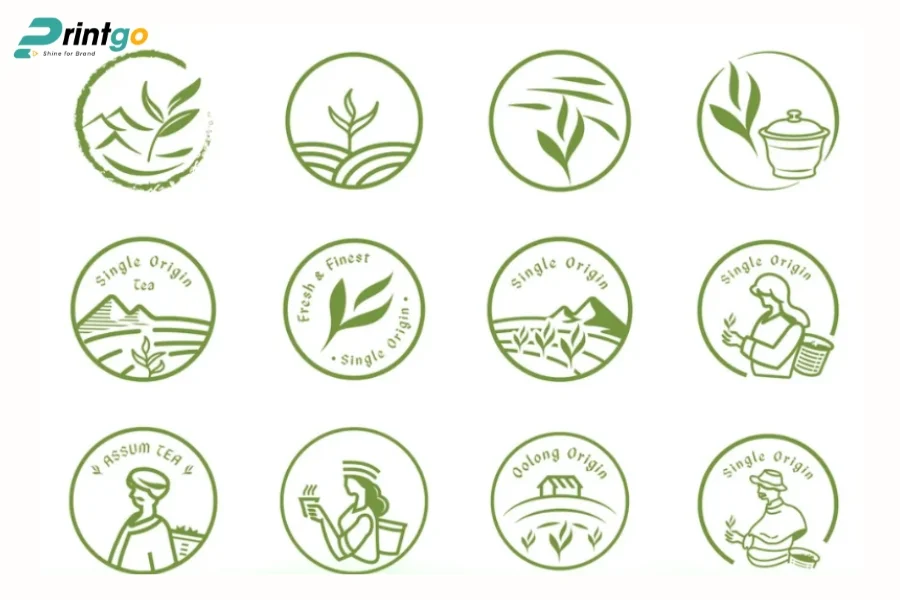 Logo lá trà phong cách tối giản (Minimalism)