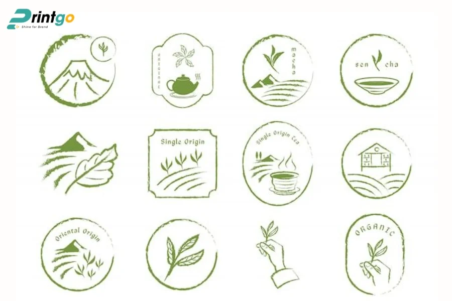 Logo lá trà phong cách tối giản (Minimalism)