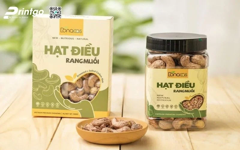 Bao bì hạt điều dạng hôp carton mềm