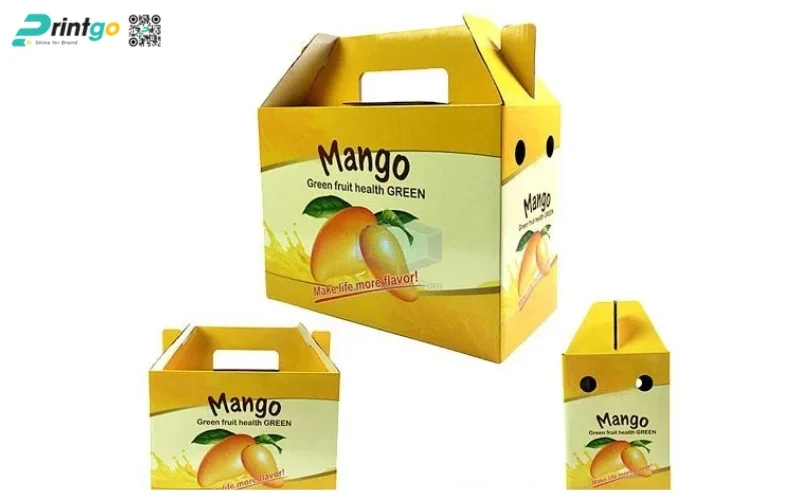 Thùng carton đựng xoài dạng quai xách Thùng carton đựng xoài dạng quai xách