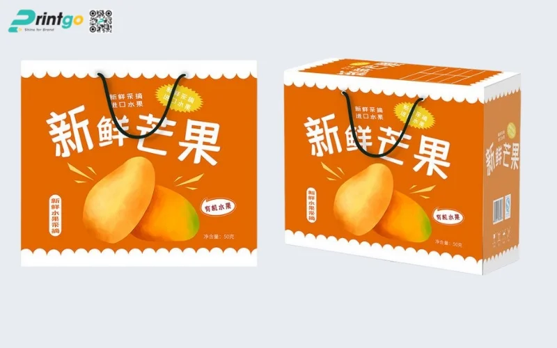Thùng carton đựng xoài dạng quai xách Thùng carton đựng xoài dạng quai xách