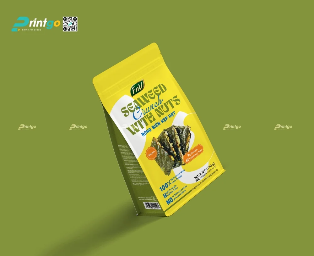 Thiết kế bao bì rong biển kẹp hạt Fnv do Printgo thực hiện