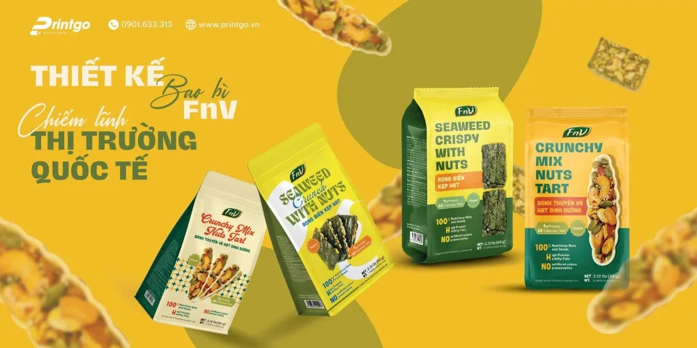 thiết kế bao bì đựng bánh hạt dinh dưỡng FnV hướng tới thị trường Mỹ đầy tiềm năng