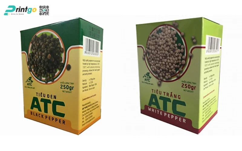 Bao bì đựng hạt tiêu dạng hộp carton mềm 