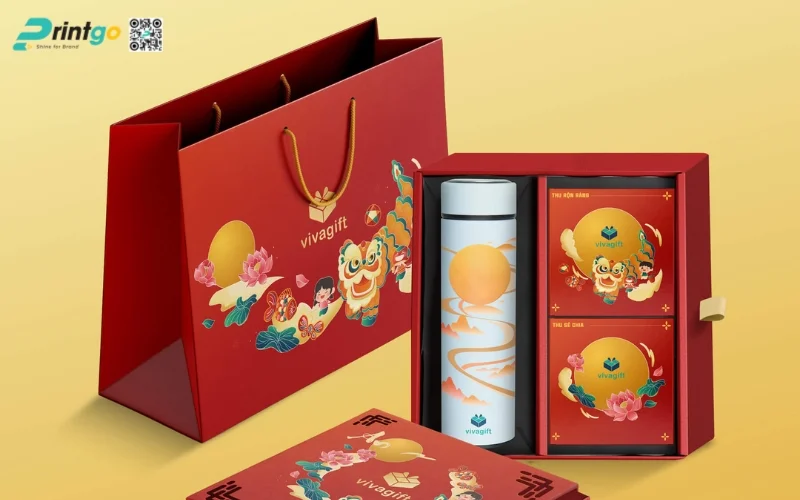 Mẫu hộp bánh trung thu kèm rượu loại 2 bánh