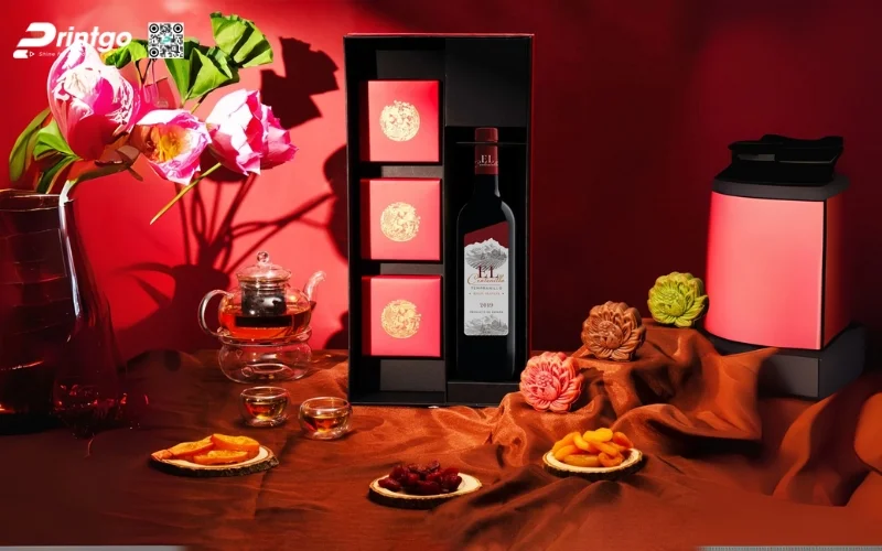 Mẫu hộp bánh trung thu kèm rượu loại 3 bánh