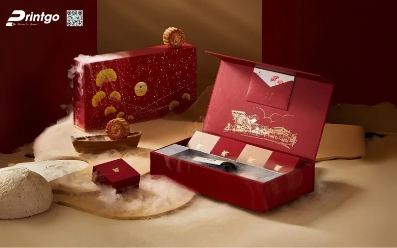 Mẫu hộp bánh trung thu kèm rượu loại 4 bánh