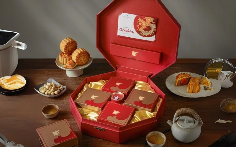 Nhóm mẫu hộp bánh trung thu kèm trà 4 bánh Nhóm mẫu hộp bánh trung thu kèm trà 4 bánh