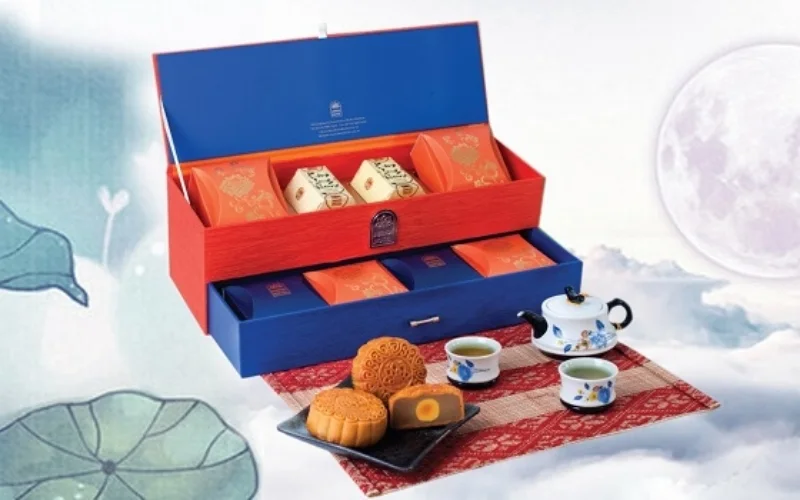 Nhóm mẫu hộp bánh trung thu kèm trà 6 bánh Nhóm mẫu hộp bánh trung thu kèm trà 6 bánh