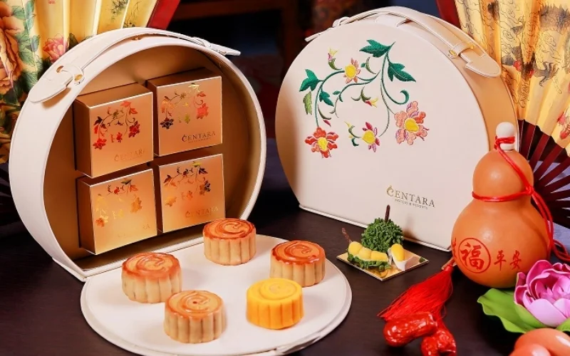 Mẫu hộp bánh trung thu hình tròn 4 bánh Mẫu hộp bánh trung thu hình tròn 4 bánh