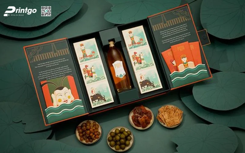 Mẫu hộp bánh trung thu kèm rượu loại 6 bánh