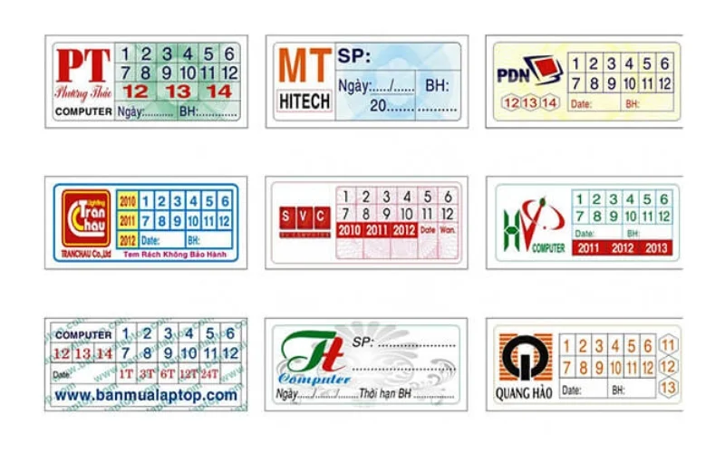 Mẫu kích thước tem bảo hành hình chữ nhật 