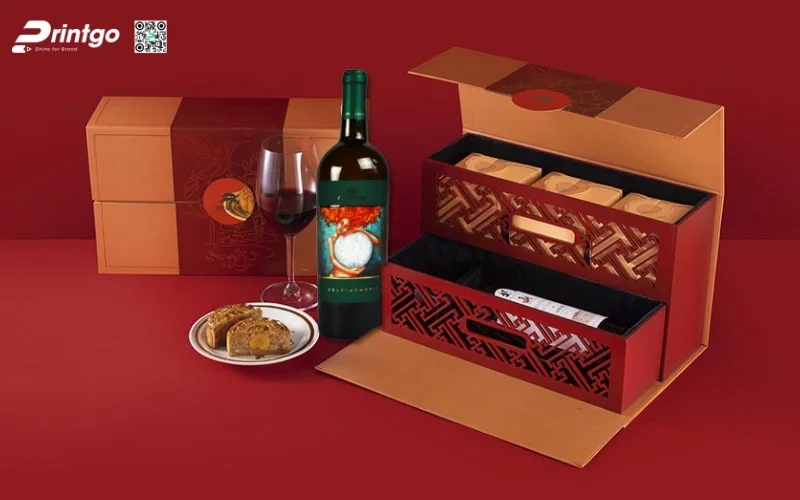 Mẫu hộp bánh trung thu kèm rượu loại 3 bánh