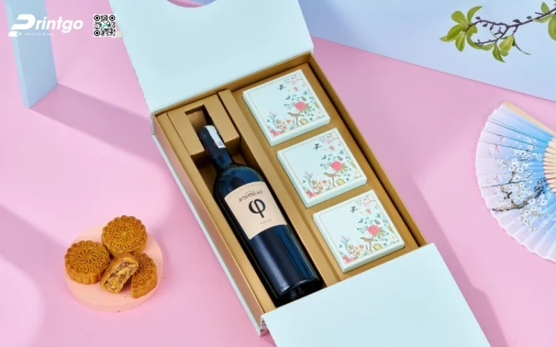 Mẫu hộp bánh trung thu kèm rượu loại 3 bánh