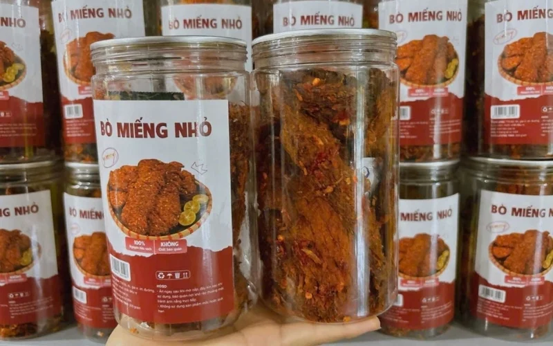 Mẫu tem nhãn bò khô thiết kế tối giản Mẫu tem nhãn bò khô thiết kế tối giản