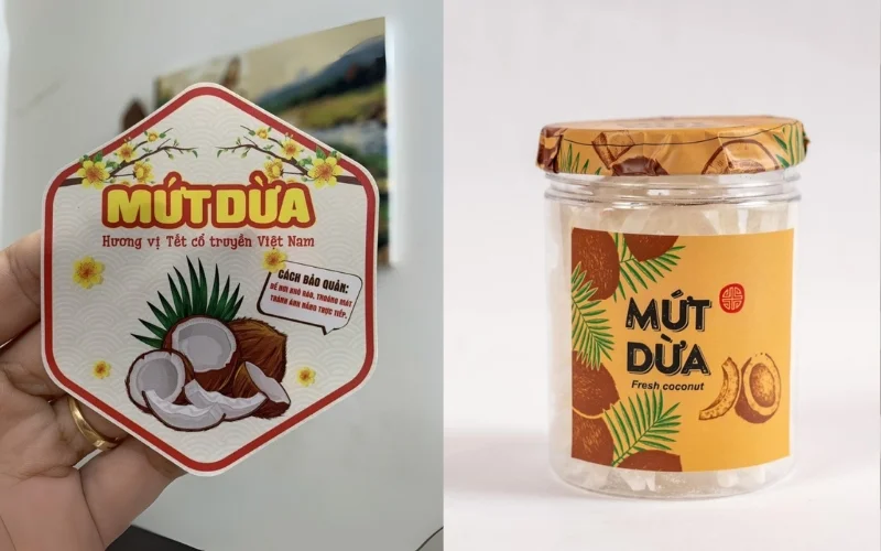 Mẫu tem nhãn dừa xiêm sản phẩm mứt dừa Mẫu tem nhãn dừa xiêm sản phẩm mứt dừa