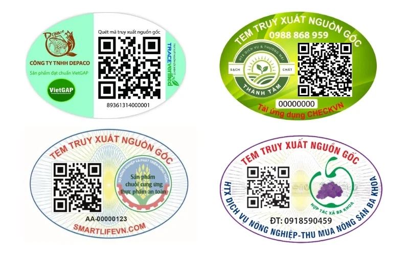 Tem nhãn rau củ dạng tem truy xuất nguồn gốc