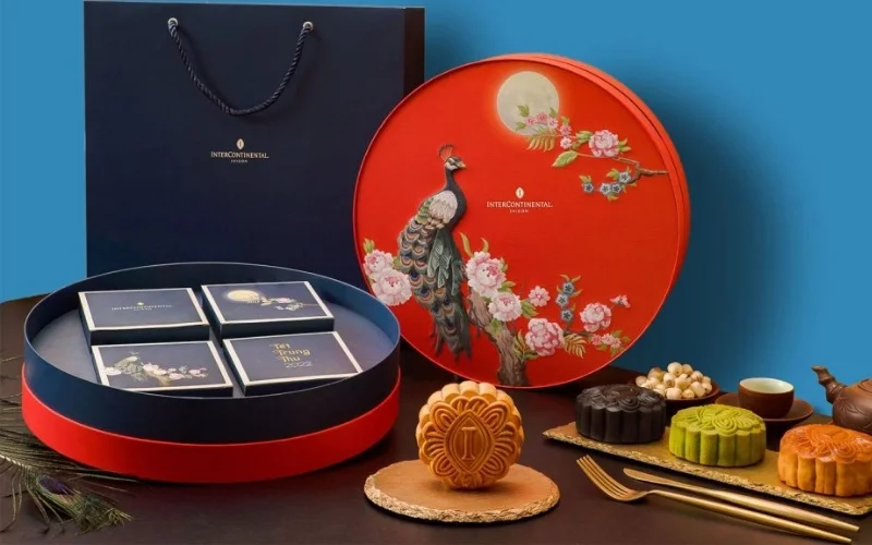 Mẫu hộp bánh trung thu hình tròn 4 bánh Mẫu hộp bánh trung thu hình tròn 4 bánh