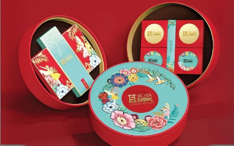 Mẫu hộp bánh trung thu hình tròn 4 bánh Mẫu hộp bánh trung thu hình tròn 4 bánh