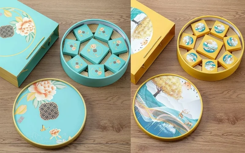 Mẫu hộp bánh trung thu hình tròn 7 - 8 bánh Mẫu hộp bánh trung thu hình tròn 7 - 8 bánh