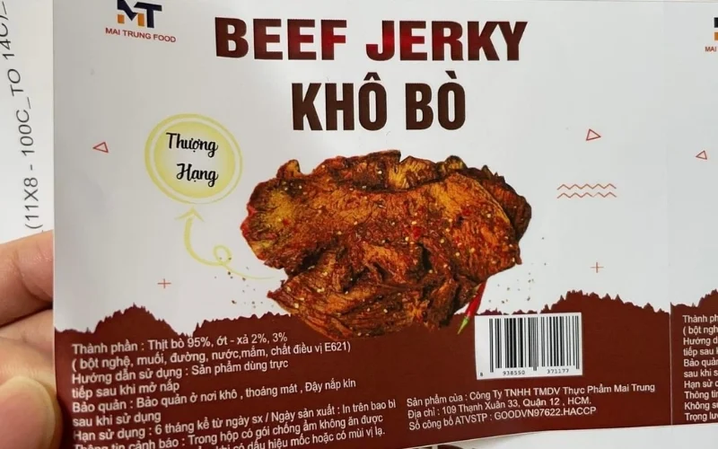 Mẫu tem nhãn bò khô thiết kế tối giản Mẫu tem nhãn bò khô thiết kế tối giản