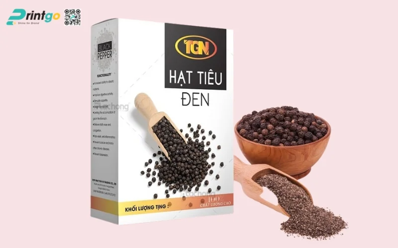 Bao bì đựng hạt tiêu dạng hộp carton mềm 