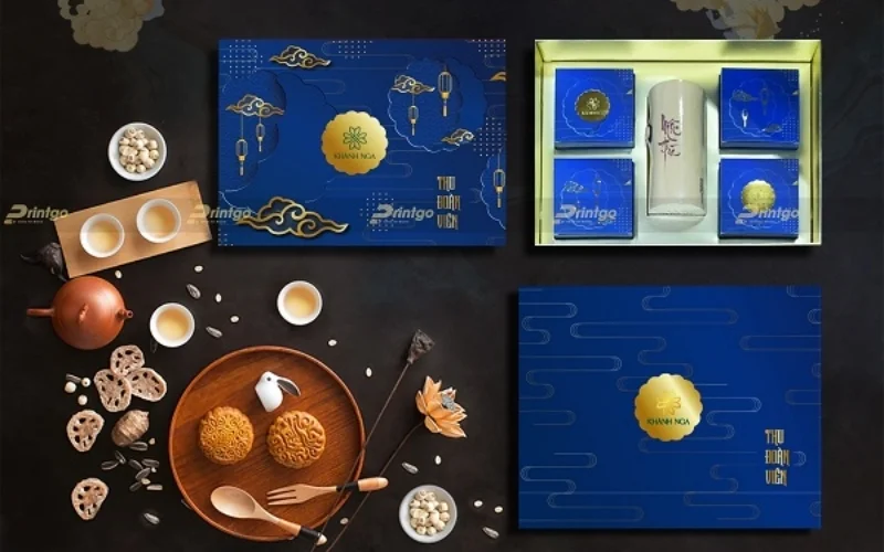 Nhóm mẫu hộp bánh trung thu kèm trà 4 bánh Nhóm mẫu hộp bánh trung thu kèm trà 4 bánh