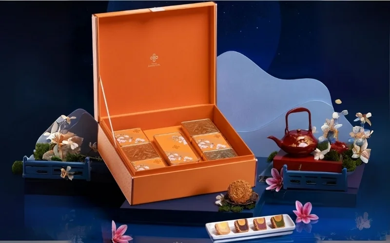 Nhóm mẫu hộp bánh trung thu kèm trà 6 bánh Nhóm mẫu hộp bánh trung thu kèm trà 6 bánh