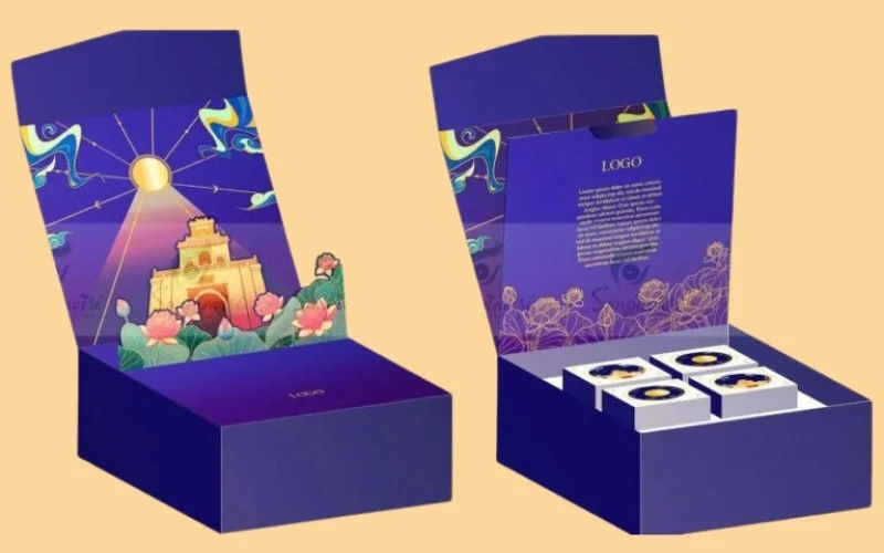 Hộp trung thu 3D dạng hộp nắp nam châm Hộp trung thu 3D dạng hộp nắp nam châm