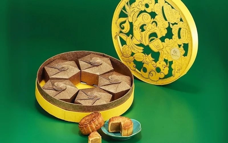 Mẫu hộp bánh trung thu hình tròn 5 bánh Mẫu hộp bánh trung thu hình tròn 5 bánh