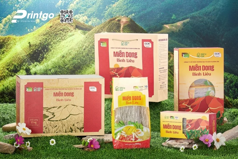 Thương hiệu Miến dong Bình Liêu với thiết kế hộp giấy thân thiện với môi trường