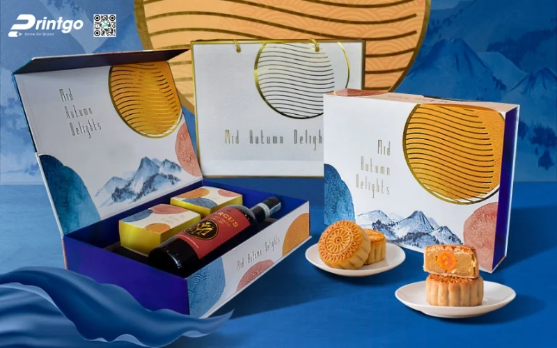 Mẫu hộp bánh trung thu kèm rượu loại 2 bánh