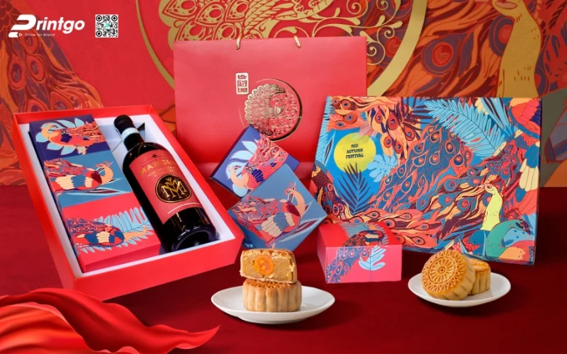Mẫu hộp bánh trung thu kèm rượu loại 3 bánh
