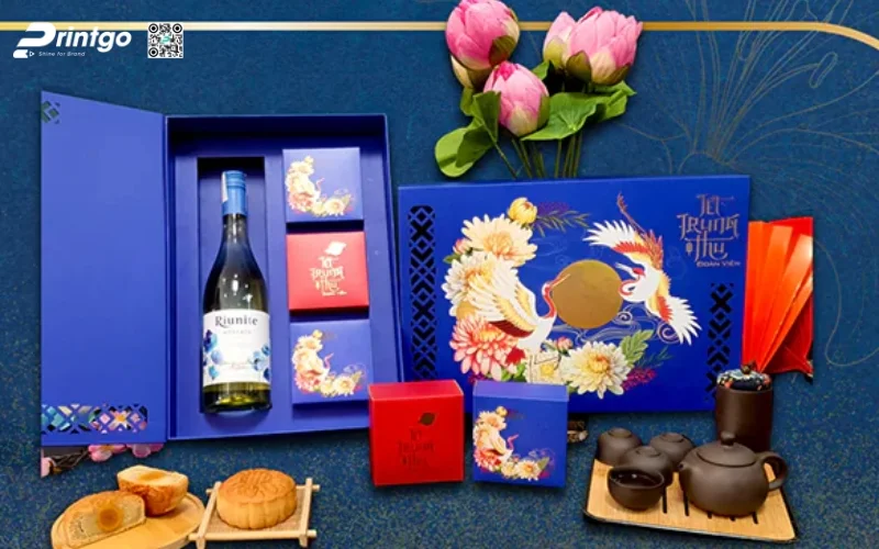Mẫu hộp bánh trung thu kèm rượu loại 3 bánh