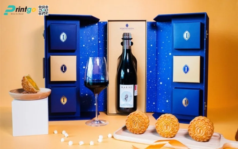 Mẫu hộp bánh trung thu kèm rượu loại 6 bánh