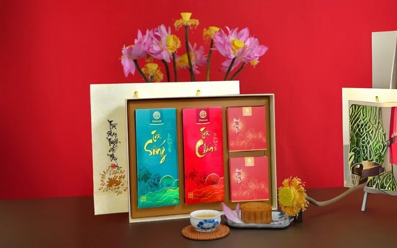 Nhóm mẫu hộp bánh trung thu kèm trà 2 bánh Nhóm mẫu hộp bánh trung thu kèm trà 2 bánh