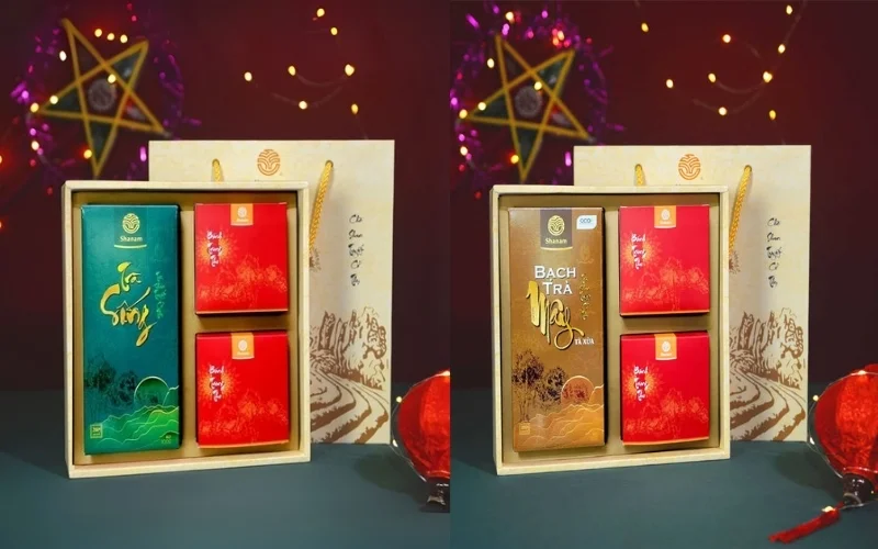 Nhóm mẫu hộp bánh trung thu kèm trà 2 bánh Nhóm mẫu hộp bánh trung thu kèm trà 2 bánh