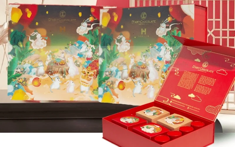 Nhóm mẫu hộp bánh trung thu kèm trà 4 bánh Nhóm mẫu hộp bánh trung thu kèm trà 4 bánh