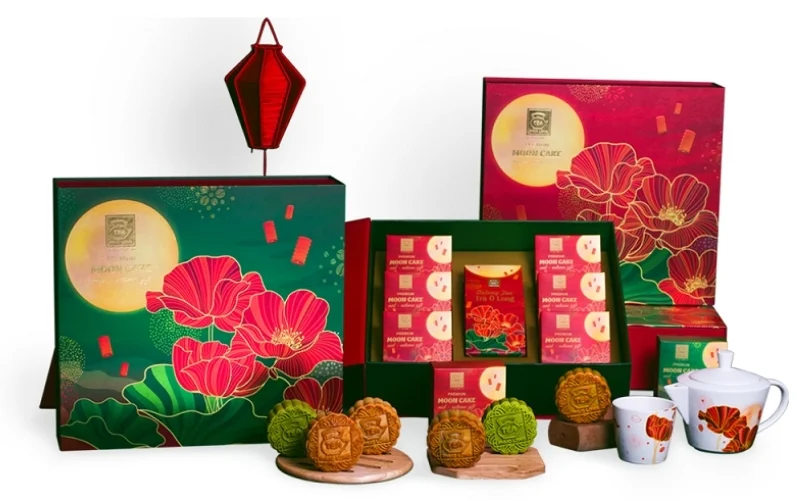 Nhóm mẫu hộp bánh trung thu kèm trà 6 bánh Nhóm mẫu hộp bánh trung thu kèm trà 6 bánh