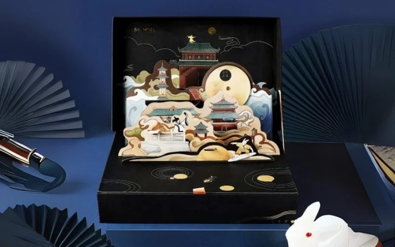Hộp trung thu 3D dạng hộp nắp âm dương Hộp trung thu 3D dạng hộp nắp âm dương
