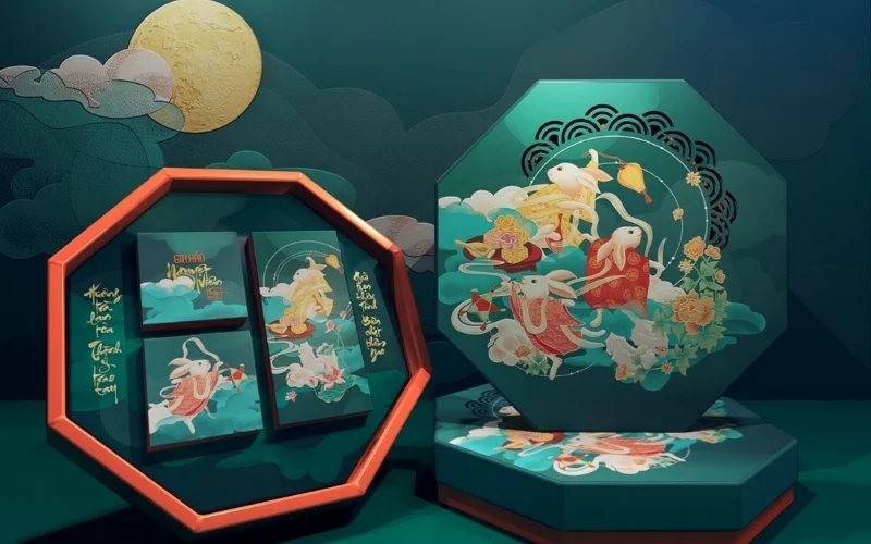 Mẫu hộp bánh trung thu hình tròn 2 - 3 bánh Mẫu hộp bánh trung thu hình tròn 2 - 3 bánh
