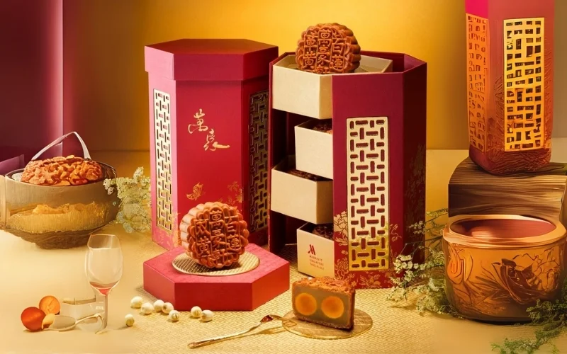 Mẫu hộp bánh trung thu hình tròn 4 bánh Mẫu hộp bánh trung thu hình tròn 4 bánh