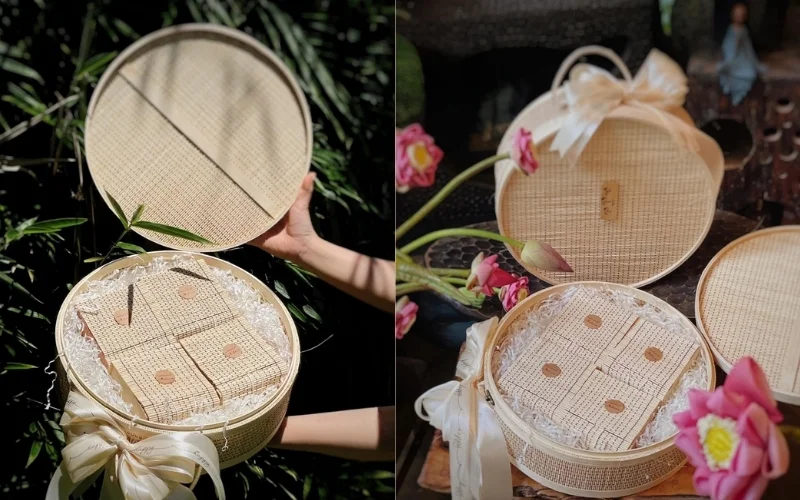 Mẫu hộp bánh trung thu hình tròn 4 bánh Mẫu hộp bánh trung thu hình tròn 4 bánh