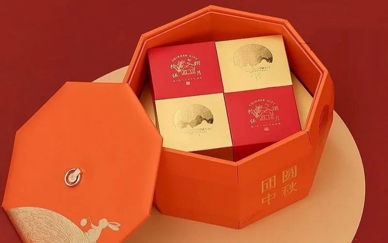 Mẫu hộp bánh trung thu hình tròn 4 bánh Mẫu hộp bánh trung thu hình tròn 4 bánh