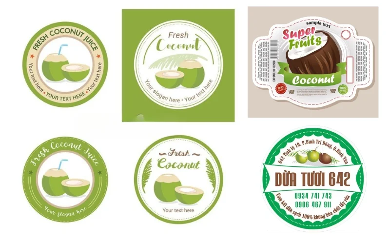 Mẫu in tem dừa thương hiệu riêng