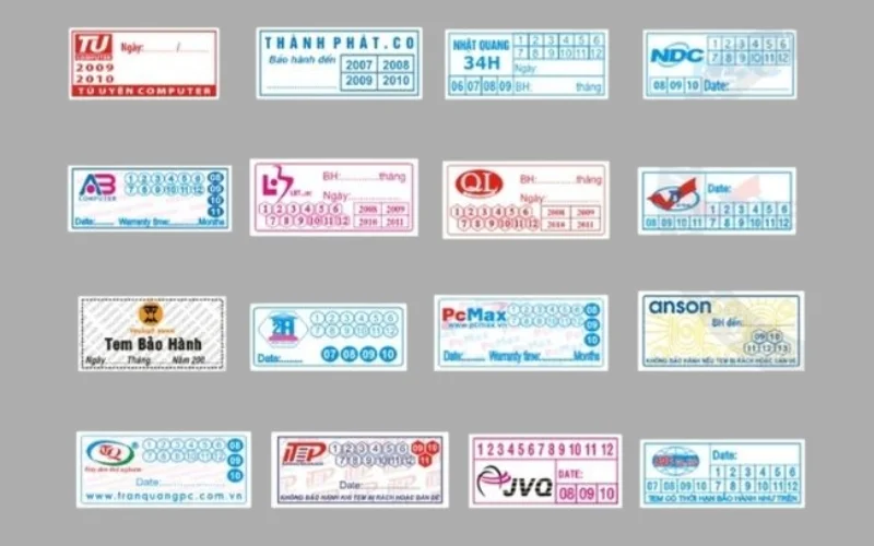 Mẫu kích thước tem bảo hành hình chữ nhật 