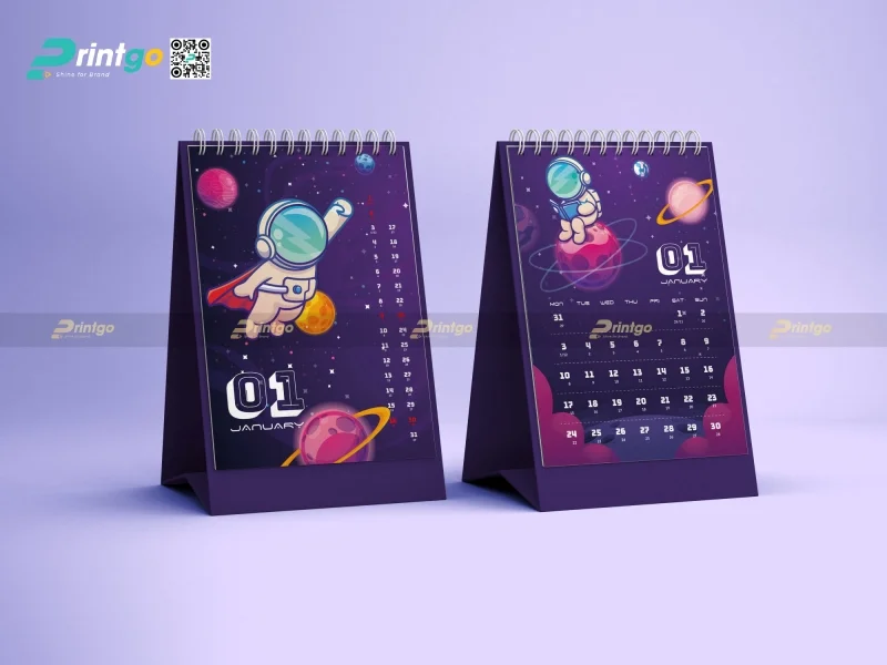 Mẫu lịch để bàn chữ A thiết kế sáng tạo, hiện đại 