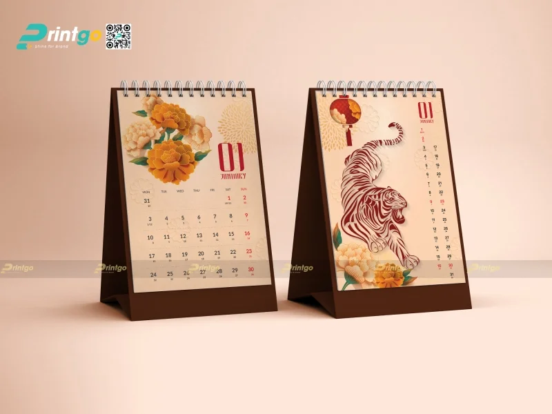 Mẫu lịch để bàn chữ A thiết kế mang đậm bản sắc văn hóa Việt 