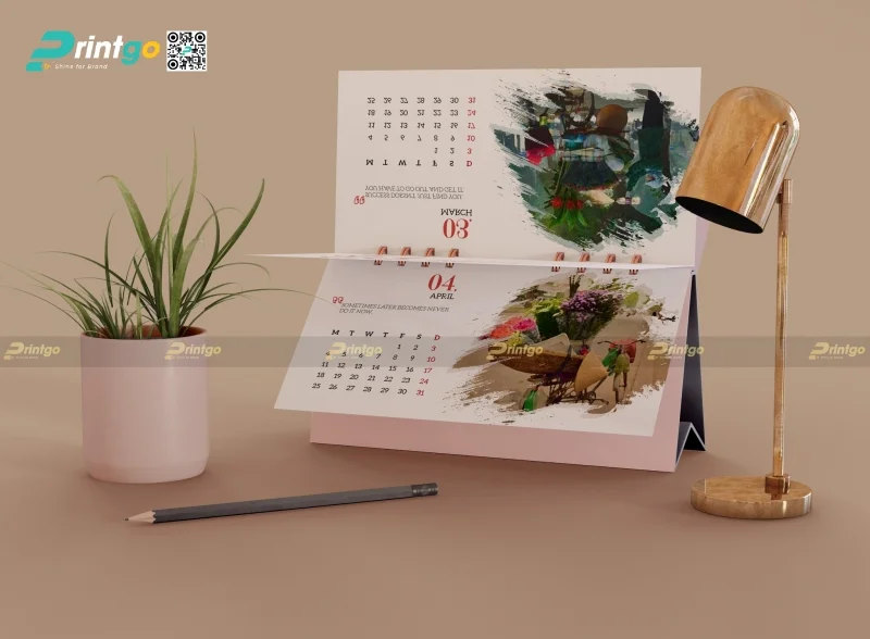 Mẫu lịch để bàn chữ A dễ dàng decor trong nhà, phòng làm việc 